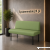 Sofa biurowa ZENO 160 cm – jasnozielona tapicerka, czarne metalowe nogi, aranżacja recepcji