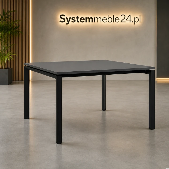 Biurko bench 120/140 z czarnym stelażem i antracytowym blatem – Systemmeble24.pl