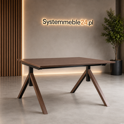 Biurko bench orzech 120/140 z ozdobnym stelażem – Systemmeble24.pl