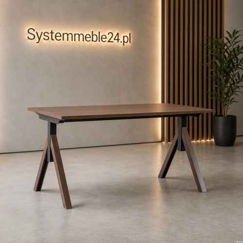Biurko managerskie 150/80 w kolorze orzech z ozdobnym stelażem – Systemmeble24.pl