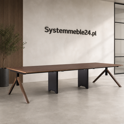 Biurko bench 6-osobowe 360/140 w kolorze orzech – Systemmeble24.pl