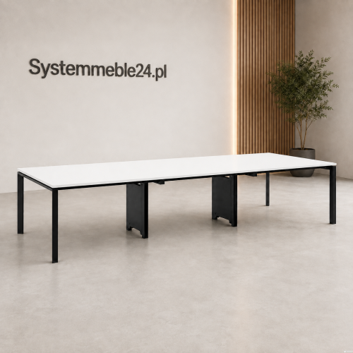 Biurko bench 6-osobowe 360/140 z białym blatem i czarnym stelażem