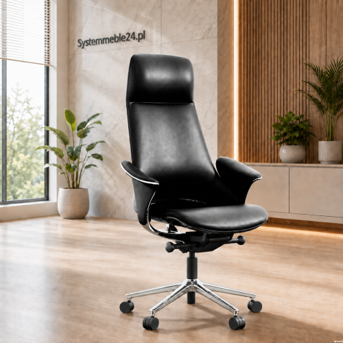 Fotel gabinetowy premium TOP 2 z włoskiej skóry naturalnej – Systemmeble24.pl