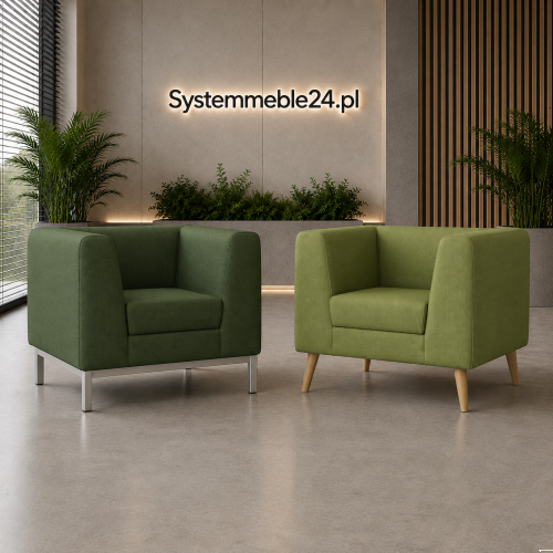 Fotele do recepcji w dwóch odcieniach zieleni – meble soft seating