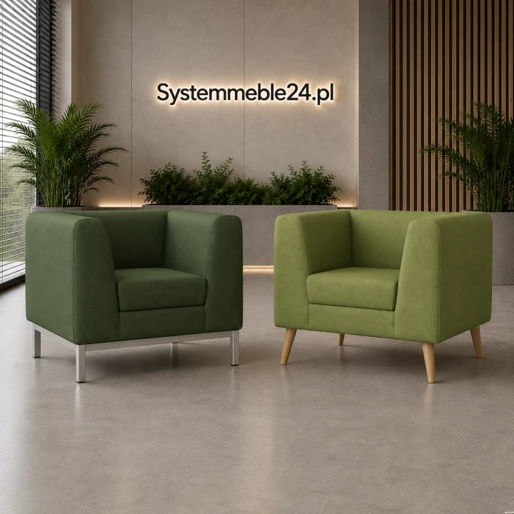 Fotele do recepcji w dwóch odcieniach zieleni – meble soft seating