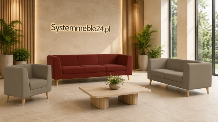 Zestaw mebli do recepcji – sofa dwuosobowa, trzyosobowa i fotel