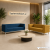 Granatowa i musztardowa sofa trzyosobowa soft seating do recepcji i lobby