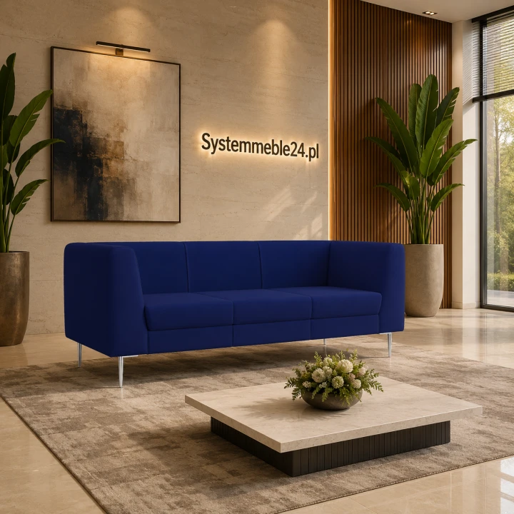 Sofa trzyosobowa do poczekalni na chromowanych nogach