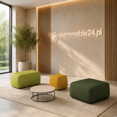 Pufy soft seating w trzech rozmiarach i różnych kolorach do biura, recepcji oraz strefy relaksu