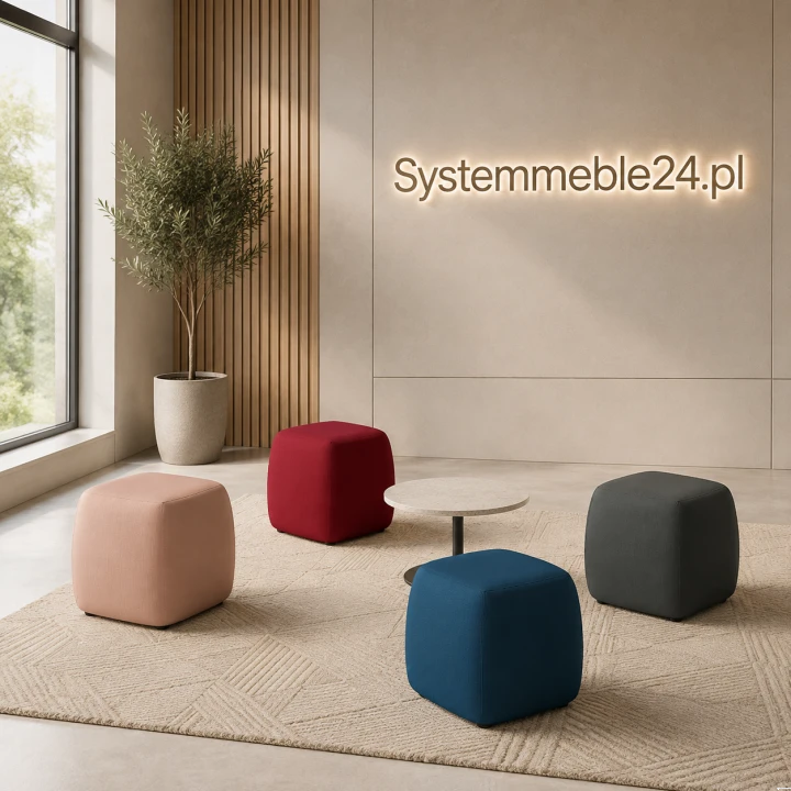 Małe pufy kwadratowe 52/52 cm w różnych kolorach do biura, poczekalni i strefy soft seating