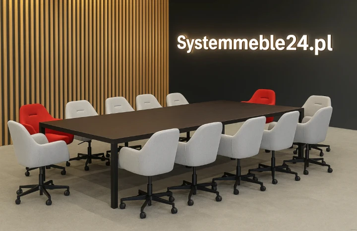 wizualizacja stołu konferencyjnego i fotele Bravo od  Systemmeble24.