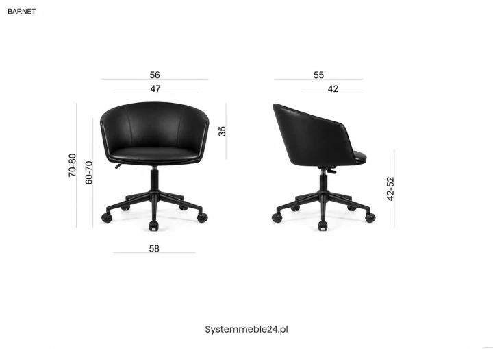 Fotel konferencyjny BARNET – wymiary i zakres regulacji