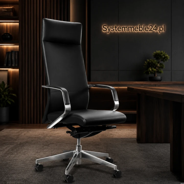 Fotel gabinetowy TRENT ze skóry naturalnej w eleganckim gabinecie