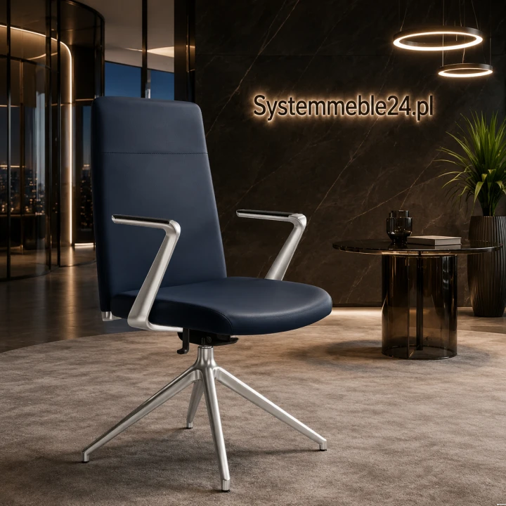 Fotel konferencyjny AUREON ze skóry naturalnej w eleganckim gabinecie