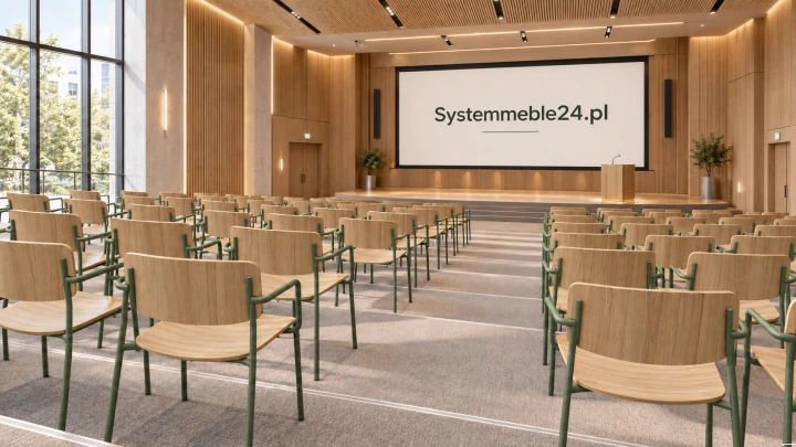 Krzesła konferencyjne FORM z podłokietnikami w sali wykładowej