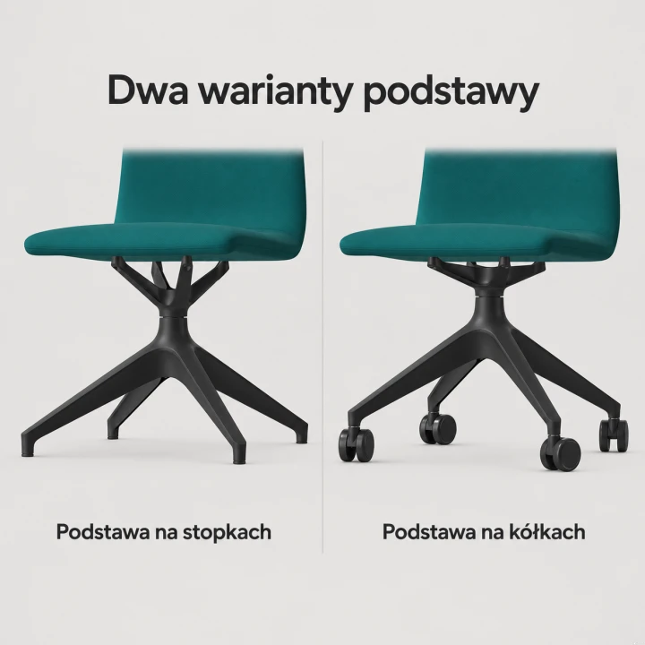 Porównanie podstawy krzesła SM FORM 3 na stopkach i na kółkach
