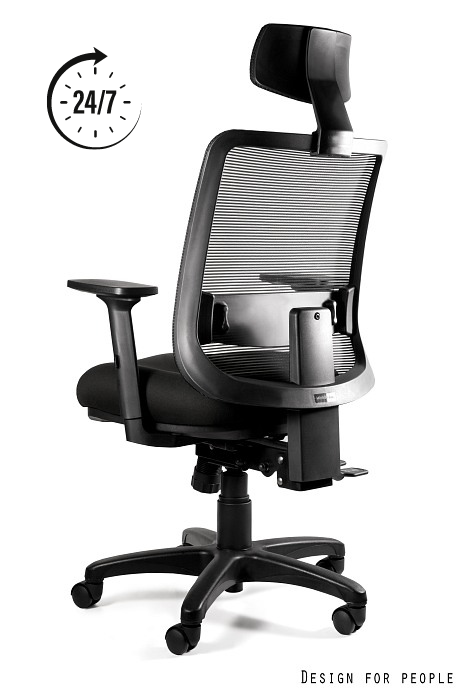 Fotel Saga Plus UNIQUE 24/7 – ergonomiczny fotel biurowy z regulacją, widok tył
