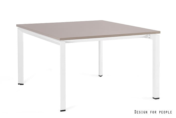 Biurko bench w kolorze beżowym na białym metalowym stelażu