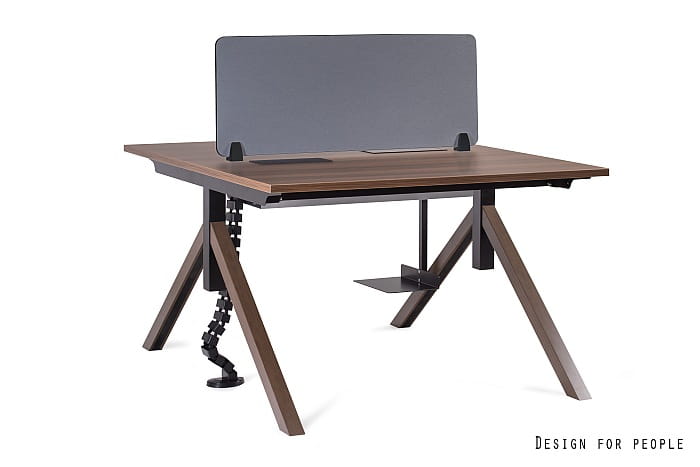 Biurko bench orzech z dodatkowym  panelem międzybiurkowym