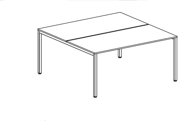 Biurko bench dwuosobowe na stelażu z nóżkami kwadratowymi – open space