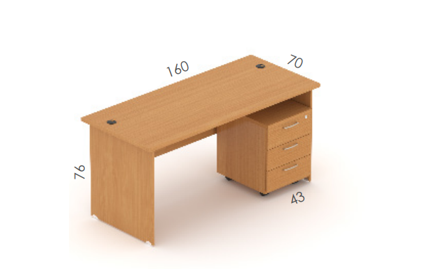 Ekonomiczne meble biurowe EM-04/M – komplet 4 biurek z kontenerami, wysyłka 5 dni