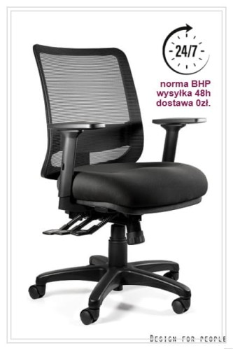 Fotel Saga M UNIQUE 24/7 – ergonomiczny fotel biurowy do pracy całodobowej, widok przód