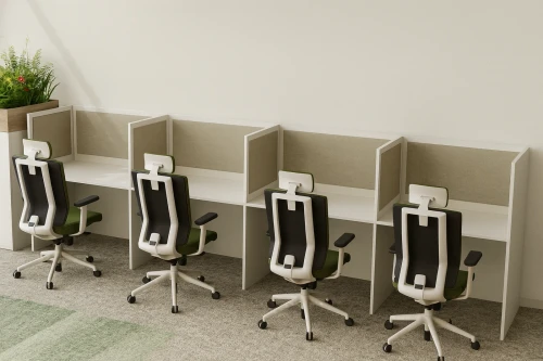 zestaw mebli do call center boksy pojedyńcze z panelami.