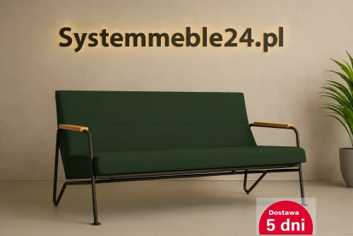 Sofa biurowa dwuosobowa Iw kolorze zielonym – elegancki design i metalowy stelaż | Systemmeble24.pl