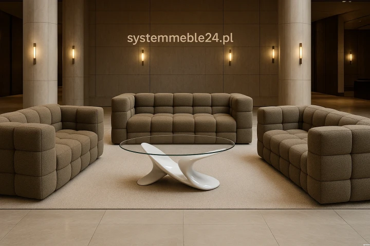 Sofa trzyosobowa Elegance w eleganckim lobby – luksusowy mebel do gabinetu prezesa i stref VIP
