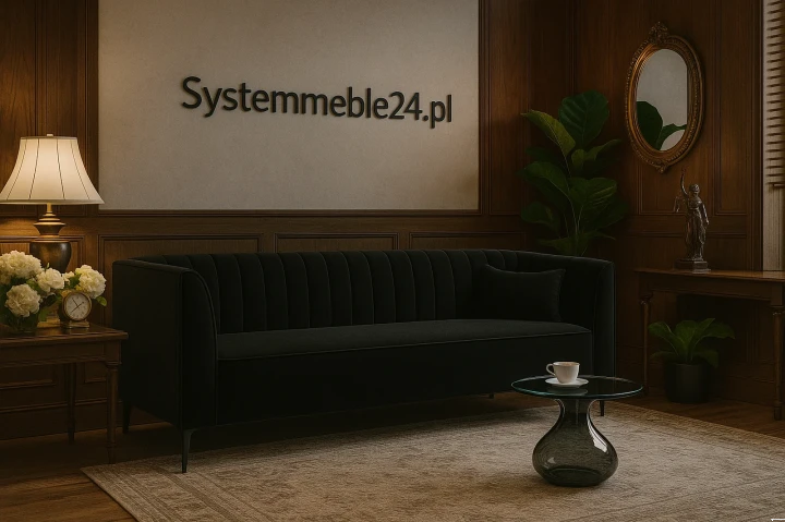 Sofa Velvet w eleganckim, jasnym wnętrzu – trzyosobowa sofa premium do biura i gabinetu