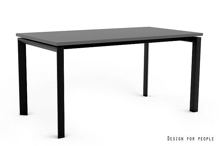Biurko proste na czarnym stelażu – blat antracyt, minimalistyczne biurko do biura