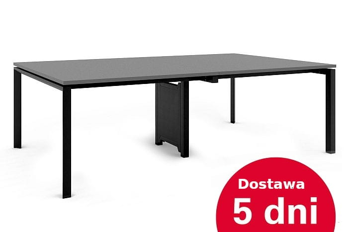 Biurko bench na czarnym stelażu z blatem antracytowym – nowoczesne biurko biurowe do pracy zespołowej, dostawa 5 dni