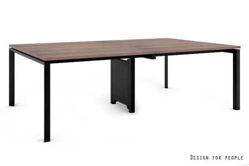 Biurko bench na czarnym metalowym stelażu z blatem orzech – solidne biurko biurowe do open space i biura
