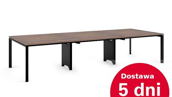 Biurko bench 6-osobowe 360x140 na czarnym stelażu – szybka dostawa 5 dni, nowoczesne biuro