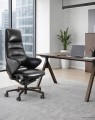 fotel do kancelarii Omega skórzany premium czarny – meble gabinetowe Poznań