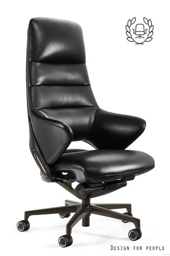 fotel gabinetowy Omega skóra naturalna premium czarny – meble do gabinetu Bydgoszcz