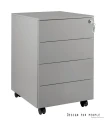 szary kontener biurowy 4 szuflady na kółkach z zamkiem metalowy