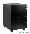 czarny kontener biurowy 4 szuflady na kółkach z zamkiem pod biurko
