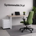 Funkcjonalny biały kontener biurowy dopasowany do nowoczesnego biurka – idealne rozwiązanie do przechowywania.
