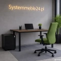 biurko biurowe z kontenerem i zielonym fotelem aranżacja biura Systemmeble24.plng