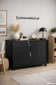 czarny kontener biurowy 4 szuflady i szafka pod biurko nowoczesne biuro aranżacja