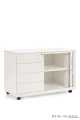 metalowy kontener biurowy biały 4 szuflady na kółkach z zamkiem