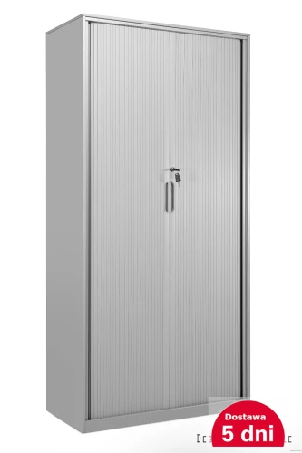 szafa biurowa metalowa z drzwiami żaluzjowymi szara na dokumenty i segregatory