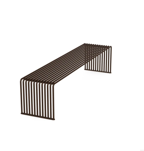 ławka miejska stalowa kolor rdzawy prosta nowoczesna outdoor przestrzeń publiczna