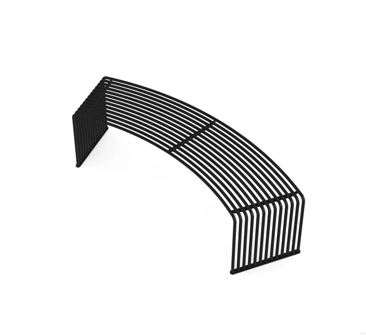 ławka łukowa stalowa czarna RAL9005 nowoczesna ławka outdoor minimalistyczny design