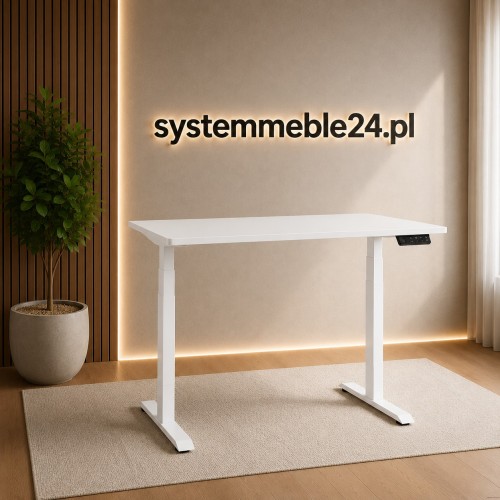 Białe biurko elektryczne ACTIVE I – ergonomiczne stanowisko pracy siedząco stojącej