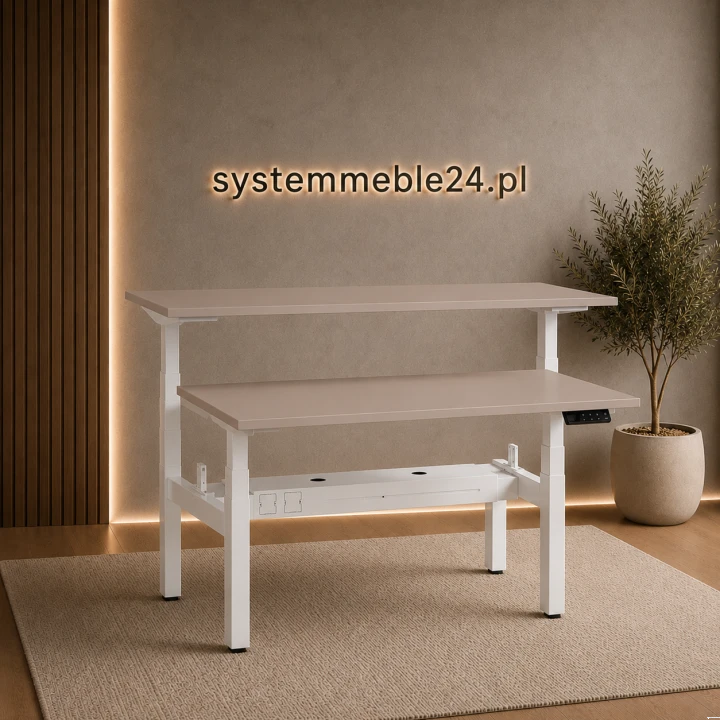 Nowoczesne biurko elektryczne ACTIVE II Bench z podwójnym blatem  – ergonomiczne meble biurowe