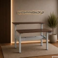Nowoczesne biurko typu bench ACTIVE II z blatem orzech i szarym stelażem – ergonomiczne meble biurowe premium | Systemmeble24.pl
