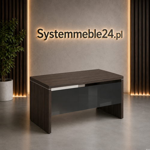 Ekskluzywne biurko gabinetowe LINEART 200/85 z blendą akryl połysk – Systemmeble24.pl