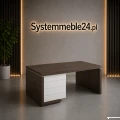 Biurko gabinetowe z kontenerem 180/85 i blendą akryl połysk – Systemmeble24.pl